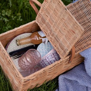 Panier de pique-nique moderne en rotin naturel écologique avec couvercle, rangement multifonctionnel - Product Image 4