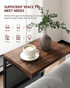 Petite table d'appoint marron rustique en forme de C pour salon chambre canapé inclinable canapé coulissant <span class=keywords><strong>plateau</strong></span> bureau stockage métal Durable - Product Image 5