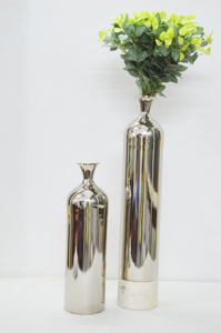 Jarrón de lujo de Metal y madera con forma de botella de lujo de primera calidad, florero de Color plateado, florero de estilo de lujo para el hogar de lujo - Product Image 2