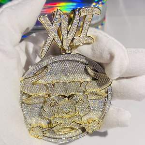 Mossinate de buena calidad colgante personalizado Cabeza de Vaca plata esterlina Animal joyería D Vvs Moissanite colgante - Product Image 6