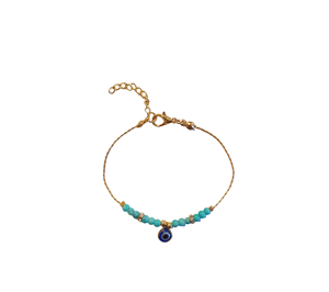 Bracelets en macramé faits main de style bohème variés, modèle DAFNI 44, avec perles œil porte-bonheur - Cadeaux promotionnels originaux - Product Image 2