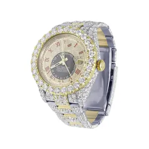 2022 Iced Out luxury diamond watch gold silver men watches hip hop with case big dial watch suppliers