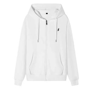 Sweat à capuche unisexe décontracté uni brodé sur le devant, 100% coton jersey, col en V, poches, respirant, coupe régulière, 250g - Product Image 4