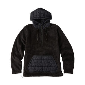 Dernier design – Sweat à capuche oversize en fausse fourrure pour homme, couleur noire, 340 g/m², anti-plis, léger, demi-zip, coupe-vent et respirant pour l'hiver - Product Image 1