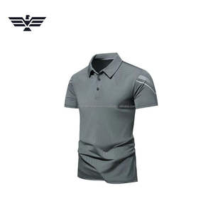 Chemise pour homme en coton/polyester, couleur unie personnalisable |   T-shirt de sport à manches courtes avec poche, idéal pour le golf |   Style urbain anti-rides - Product Image 4