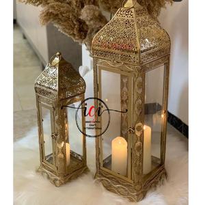 Vaisselle de conception unique de lanterne de plancher de finition dorée élégante de vente chaude pour des parties décoratives de festival de Ramadan Eid Hajj - Product Image 2