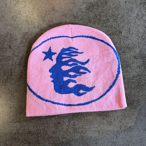 Chapeau beanie unisexe personnalisé K-Pop Y2K, tricot noir, design jacquard avec lettres, streetwear coréen hip-hop, mode - Product Image 4