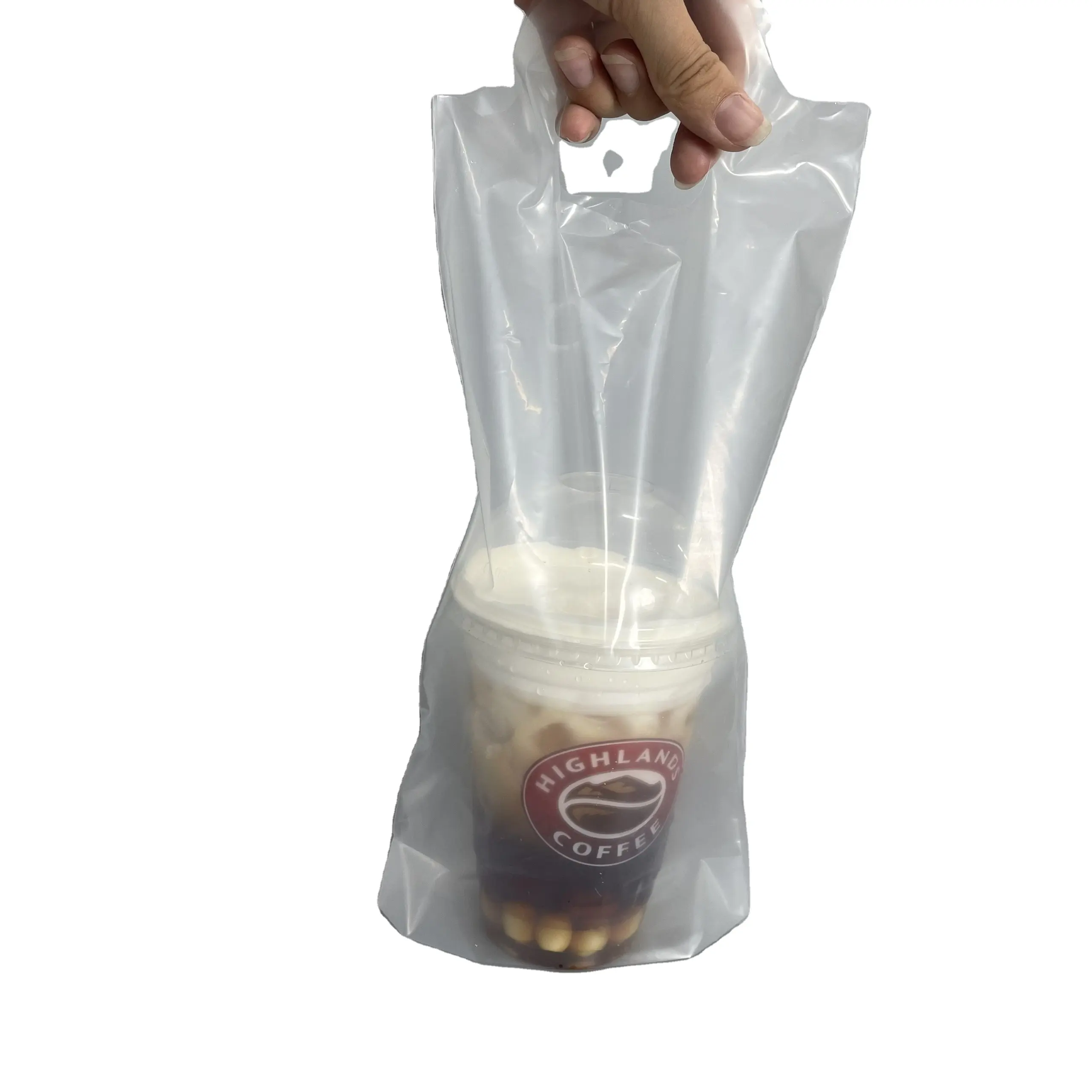 Plastiktüten für einzelne Bubble-Tee tassen zum Mitnehmen Verpackung Kunststoff-Trage tasche ISO Kunden spezifische Verpackung Vietnam Hersteller