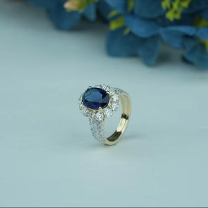 Exclusive Lab Grown Diamond <b>Moissanite</b> <b>Ring</b> Oval and Round Cut VS1 Clarity IGI SGL Certified Gold Rose Gold Silver Wholesale - Product Image 1