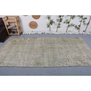 Tapis turc vintage 4.9 x 10.4ft tissage plat en laine verte avec motif patchwork pour les décorations de salon et les couloirs - Product Image 1
