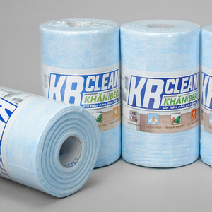 Krclean 200 Sheets Blue 20x20cm 1-Ply Kitchen Wipes Absorbent Paper Towel Roll for Cleaning Kitchen Surfaces - Product Image 1