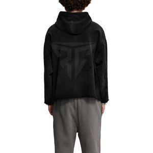 เสื้อมีฮู้ดสำหรับผู้ชายผ้าฝ้าย100% แบบมีลายสีทึบออกแบบได้ตามต้องการสำหรับฤดูหนาว - Product Image 4