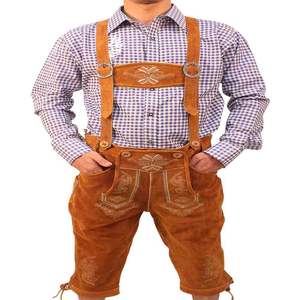 Pantalon en cuir taille haute allemand bavarois Lederhosen taille haute slim jambe droite tissu durable pour l'automne hiver - Product Image 1