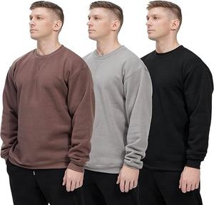 Sweat-shirt unisexe décontracté à col rond, lot de 3, en molleton, manches longues, basique, pull d'hiver, brodé, perlé, service OEM - Product Image 2