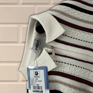 Pull jacquard personnalisé pour hommes pull décontracté à manches longues col rond hiver anti-boulochage 14gg T-Shirt tricoté ODM PRIOS NM87 rayure - Product Image 1