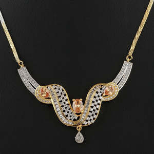 American Diamond <b>Locket</b> Set - Silver & Golden - Product Image 2