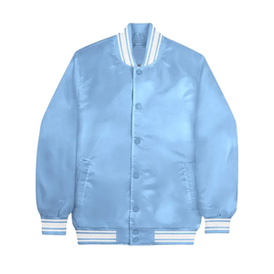 Blouson aviateur en satin de soie brillant pour hommes Blouson de baseball à l'avant avec ourlet et poignets côtelés Veste pour hommes - Product Image 3