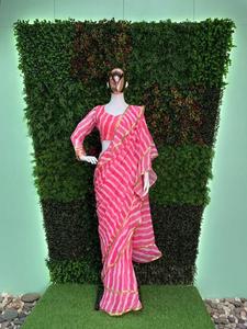 ชุดส่าหรีพิมพ์ลายจอร์เจียชุดปาร์ตี้แต่งระบายเสื้อกับเสื้อส่าหรีแบบดั้งเดิมของอินเดีย - Product Image 3