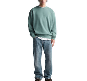 OEM logotipo personalizado etiqueta impresión bordado con cuentas de Alta Calidad transpirable francés Terry en blanco liso Unisex de gran tamaño cuello redondo 100% - Product Image 4