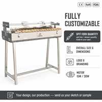 Grill rotatif au charbon de bois en acier inoxydable style chypriote avec broche et brochettes auto-rotatives pour les fêtes barbecue en extérieur