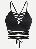Haut court en coton pour femmes, nouvelle mode, épaules croisées, manches longues, nombril ouvert, soutien-gorge élégant et Corsets, Bustier