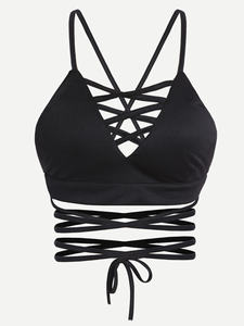 Haut court en coton pour femmes, nouvelle mode, épaules croisées, manches longues, nombril ouvert, soutien-gorge élégant et Corsets, Bustier - Product Image 3