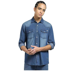 New Arrival Fashion Thin Solid Denim Shirts Spread Collar Pure Cotton Wholesalers of Denim <b>Blue</b> Shirts 2025 Jeans Shirts - Product Image 6