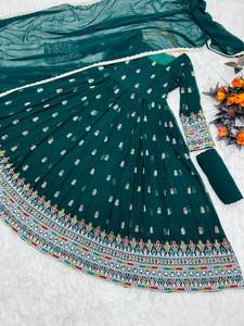 Ropa de boda y fiesta para mujer, traje de trabajo bordado de Georgette de imitación con fondo, venta al por mayor, novedad de 2023 - Product Image 6