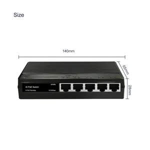 GENATA Transmisión estable OEM GENATA 4 + 1 puertos Conmutador PoE Ethernet de 2 a 3 para sistema de seguridad de cámara
