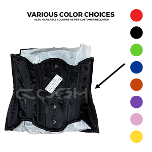 Corset sous-poitrine en satin noir, corset de fitness à armatures en spirale robuste pour le modelage de la taille, avec fermeture à l'avant - Product Image 4