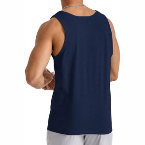 Camiseta sin mangas de gimnasio para hombre superventas, diseño OEM con decoración de estampado de algodón de alta calidad, ropa informal transpirable de talla grande Pakistán - Product Image 5