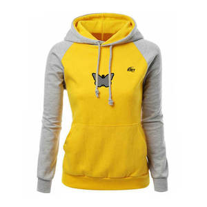 Sweat à capuche à manches longues pour femmes, de couleur jaune et grise, vêtement de Sport de plein air, vente directe d'usine - Product Image 2