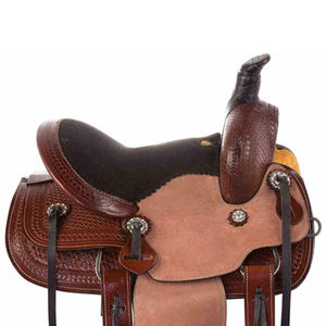 Nouvelle selle de cheval en cuir occidental de haute qualité, siège en daim, entièrement sculptée à la main - Product Image 1