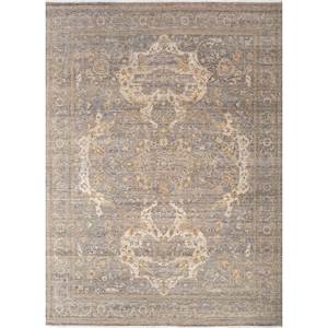 Alfombras de Lana Anudadas a Mano en Azul Viscaya con Diseño de Medallón y Patrón Abstracto para Entrada, Sala de Estar y Pasillo - Número de Modelo SKWL-499 - Product Image 1