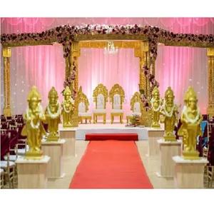 Tremendo Triple Pole Wedding Mandap Australia Lujoso Golden Mandap para matrimonio hindú EE. UU. Boda DEL SUR DE LA India Mandapam UK - Product Image 1