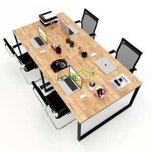 SFRT041-120x240cm Minimalist Style Wood and Iron Bench for 4 People Easy Assembly <b>Footrest</b> - Product Image 2