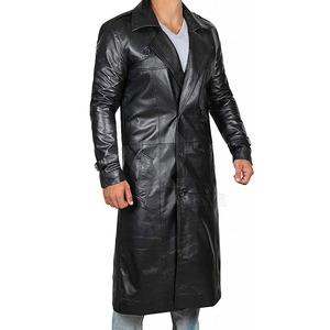 Abrigo de Cuero Moderno para Hombre, Cómodo y Largo, Ideal para el Invierno, Estilo Urbano, Moda Casual - Product Image 3