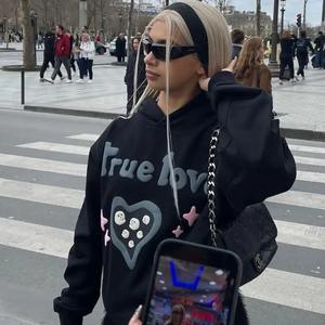 Sweat à capuche et sweat-shirts Y2k de luxe en gros Logo personnalisé Impression bouffante surdimensionnée Sweat à capuche en éponge française 100% coton - Product Image 5