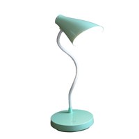Lampe de table LED rechargeable moderne avec accumulateur blanc/cyan 220V, abat-jour rond, fonction de gradation tactile pour une utilisation en chambre