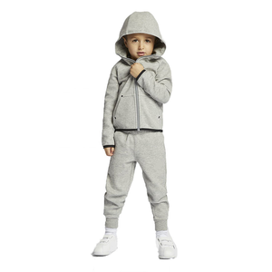 Winter Solid Pattern Windproof Breathable Zip <b>Hoodie</b> Jogger Set Kids Unisex Customized Two-Piece Fleece Tracksuit Casual Outfit - Product Image 3