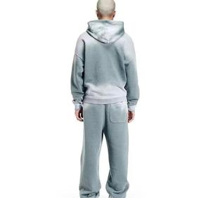 ชุดวอร์มแฟชั่นฤดูหนาวแบบย้อมสีเอซิดทรงขาบาน ซิป 500 GSM ชุดจ็อกกิ้งขาตรง ชุดฮู้ดดี้และกางเกงวอร์มแบบดิสเทรสสำหรับผู้ชาย - Product Image 5