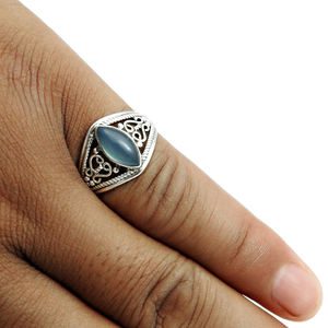 Natural Chalcedony Gemstone Marquise Cut Classic Ring 925 Solid Sterling Silver <b>Handmade</b> <b>Jewelry</b> Direct Factory Price Suppliers - Product Image 3