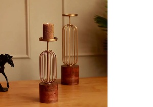 Bougeoir au design moderne avec base en bois Décoration de la maison - Product Image 6
