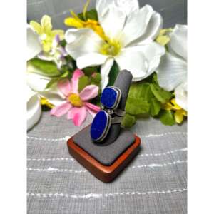 Travis Jim Romantic Fashionable <b>Ring</b> Lapis & Sterling Silver <b>Adjustable</b> Bezel Set Gift with Natural Gemstones - Product Image 3