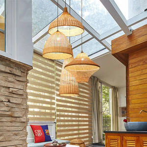 Round <b>Bamboo</b> Pendant <b>Light</b> Fixture Wicker Rattan Lamp Shade for Home Natural Style - Product Image 6