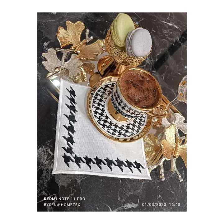 Goose Feet Patterned Cocktail and Coffee Serving Napkin 1 Piece Black Color
