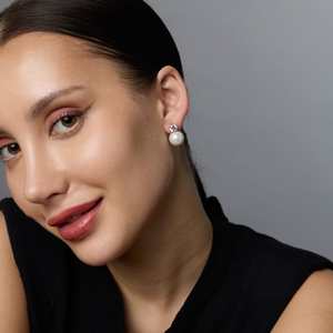 92.5 <b>Silver</b> <b>Stud</b> <b>Earrings</b> Ball Shape for Wedding-188338 - Product Image 4