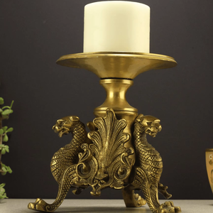 Handcrafted Brass Candle Holder Decorative <b>Lantern</b> Style Stand for Christmas and Festive Holiday Decorations - Product Image 1