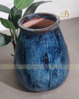 Alis biru desain Modern ramah lingkungan, pot bunga keramik mengkilap tahan lama taman rumah/luar ruangan lanskap