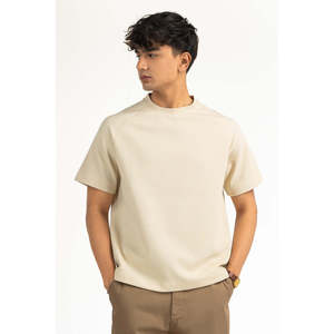Camiseta de Cuello Redondo Acanalada para Hombre, Corte Regular, Transpirable, Manga Corta, Ecológica, Fabricante OEM ODM con Logotipo Personalizado, 220g, Lavado Ácido - Product Image 1